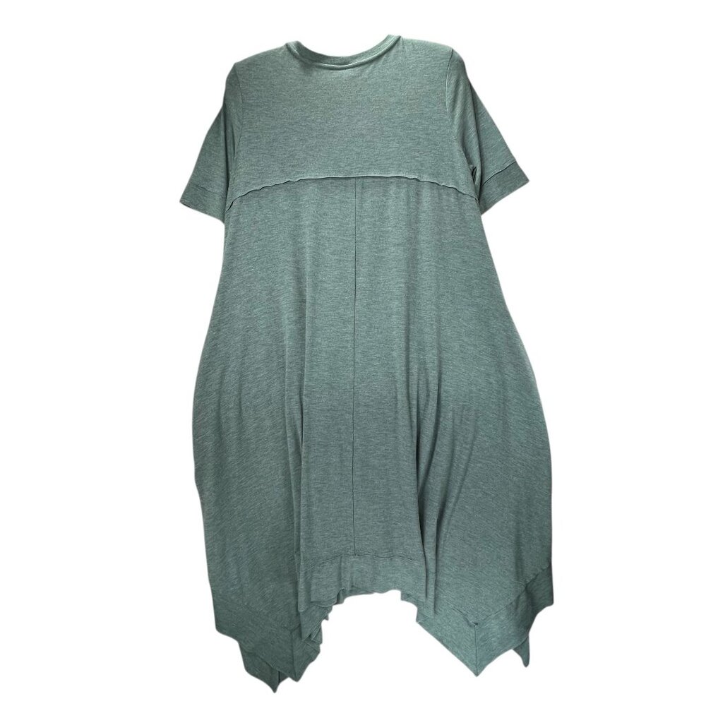 LoGo Lounge Lori Goldstein Dress Handkerchief Hem Teal Blue Lg Short Sleeve - Picture 3 of 16